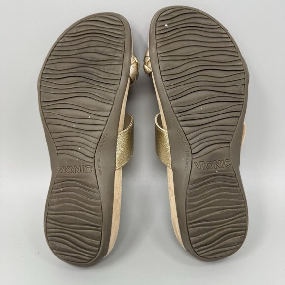 Vionic Womens Gold Slide Sandals 9 Jeanne Braided Slip-On Casual Summer Orthodic - Picture 8 of 8